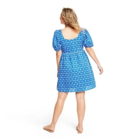 Rhode embroidered eyelet mini dress blue and white pockets size M - Picture 4 of 16